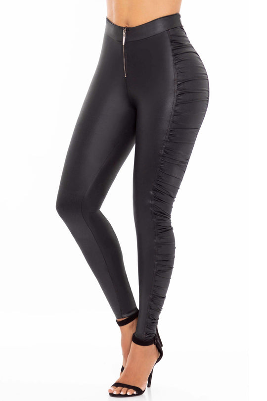 LEGGINGS BLACK RUCHED